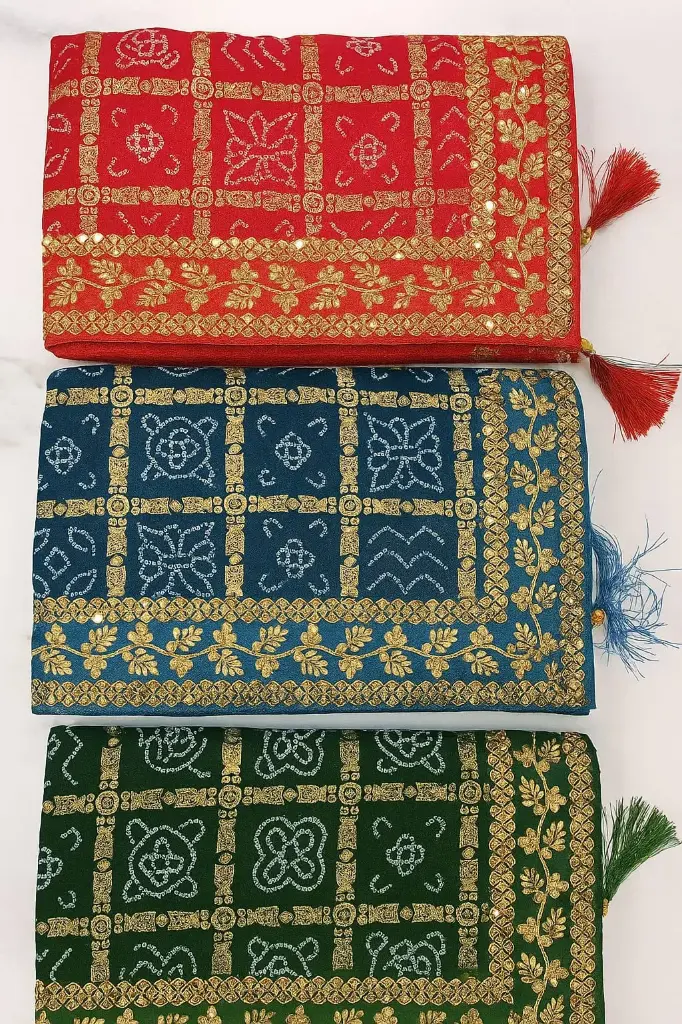 Heavy work design chunri saree